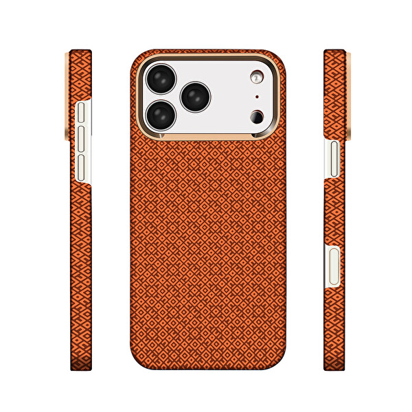 Başkenttekno iPhone 17 Pro Max Kılıf M-Safe Şarj Özellikli Premium Paris Vax Sert PC Kapak Turuncu
