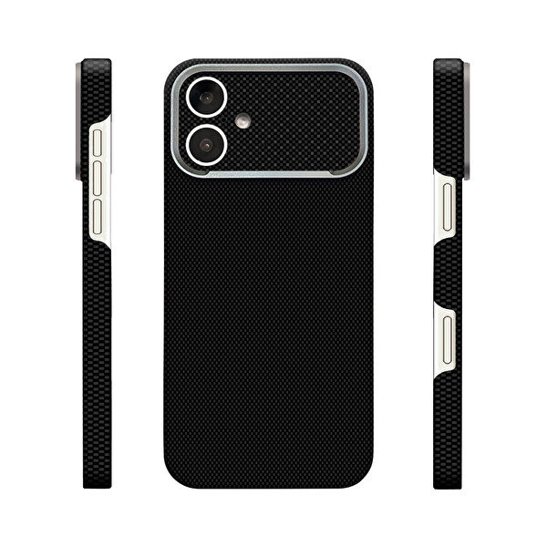 Başkenttekno iPhone 17 Uyumlu 400D MagSafe Şarj Özellikli Kılıf Premium Paris Zerre Sert PC Kapak Siyah