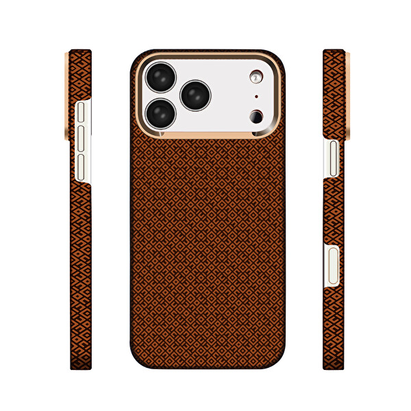 Başkenttekno iPhone 17 Pro Max Kılıf M-Safe Şarj Özellikli Premium Paris Vax Sert PC Kapak Kahverengi