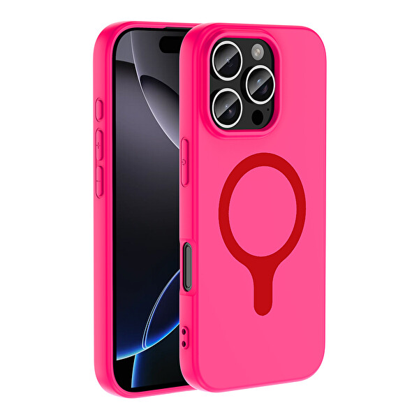 Başkenttekno iPhone 16 Pro Kılıf M-Safe Şarj Özellikli Kamera Korumali Premium Soft Aris Silikon Kapak Turkuaz