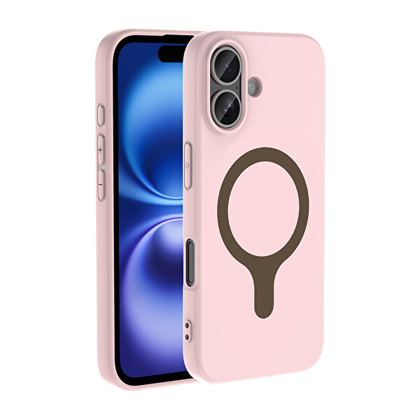 Başkenttekno iPhone 17 Kılıf Magsafe Şarj Özellikli Kamera Korumali Premium Soft Aris Silikon Kapak Açık Pembe