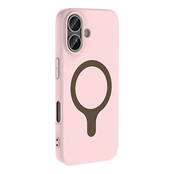 Başkenttekno iPhone 17 Kılıf Magsafe Şarj Özellikli Kamera Korumali Premium Soft Aris Silikon Kapak Açık Pembe