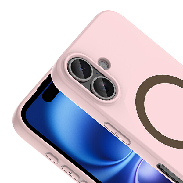 Başkenttekno iPhone 17 Kılıf Magsafe Şarj Özellikli Kamera Korumali Premium Soft Aris Silikon Kapak Açık Pembe