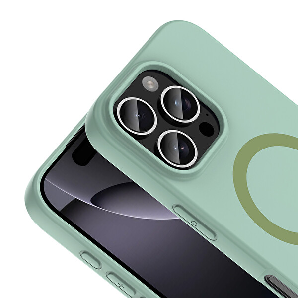 Başkenttekno iPhone 16 Pro Max Kılıf M-Safe Şarj Özellikli Kamera Korumali Premium Soft Aris Silikon Kapak Turkuaz