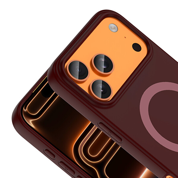 Başkenttekno iPhone 17 Pro Max Kılıf M-Ssafe Şarj Özellikli Kamera Korumali Premium Soft Aris Silikon Kapak Mürdüm