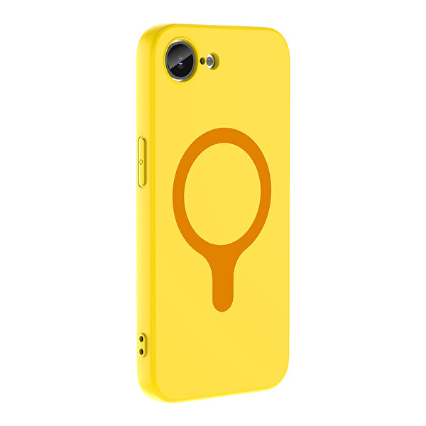 Başkenttekno iPhone 17 Pro Max Kılıf M-Ssafe Şarj Özellikli Kamera Korumali Premium Soft Aris Silikon Kapak Sarı