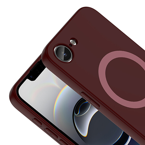 Başkenttekno iPhone 17 Pro Kılıf M-Safe Şarj Özellikli Kamera Korumali Premium Soft Aris Silikon Kapak Mürdüm
