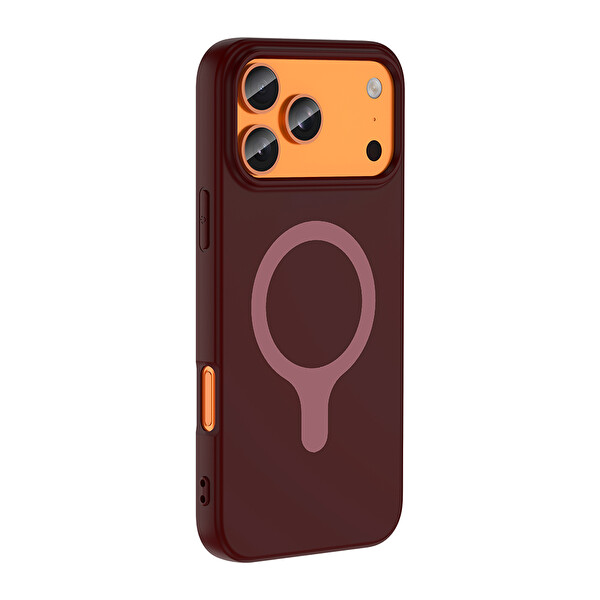 Başkenttekno iPhone 17 Pro Kılıf M-Safe Şarj Özellikli Kamera Korumali Premium Soft Aris Silikon Kapak Mürdüm