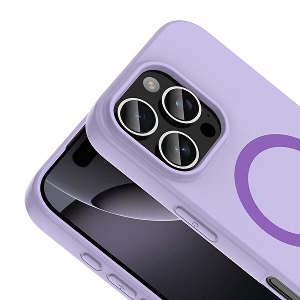 Başkenttekno iPhone 16 Pro Kılıf M-Safe Şarj Özellikli Kamera Korumali Premium Soft Aris Silikon Kapak Lila