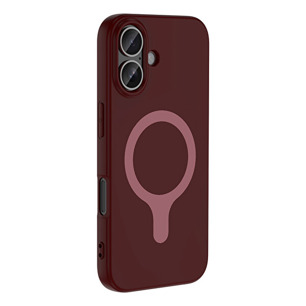Başkenttekno iPhone 16 Kılıf M-Safe Şarj Özellikli Kamera Korumali Premium Soft Aris Silikon Kapak Mürdüm