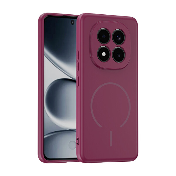 Başkenttekno Xiaomi Redmi Note 15 Pro 4G Meta Lansman Magsafe Kamera Korumalı içi Kadife Yumuşak Renkli Süet Silikon Mürdüm