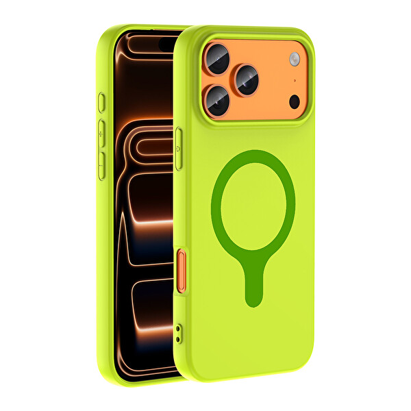 Başkenttekno iPhone 17 Pro Kılıf M-Safe Şarj Özellikli Kamera Korumali Premium Soft Aris Silikon Kapak Yeşil