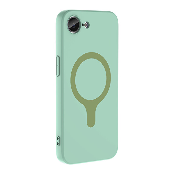 Başkenttekno iPhone 17e Kılıf M-Safe Şarj Özellikli Kamera Korumali Premium Soft Aris Silikon Kapak Turkuaz