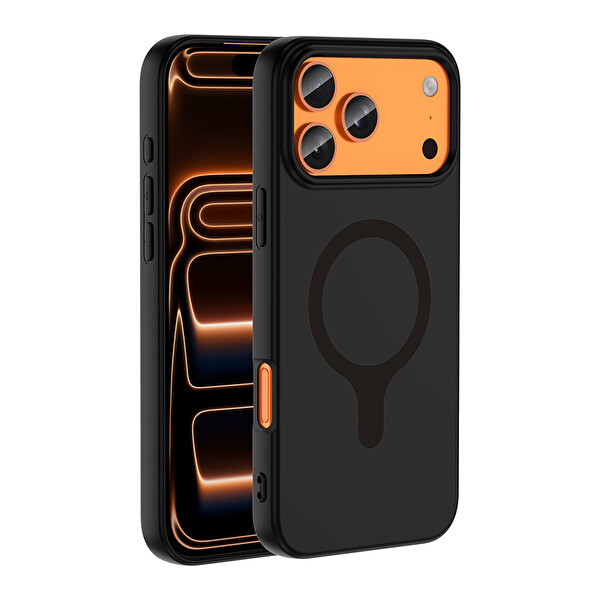 Başkenttekno iPhone 17 Pro Max Kılıf M-Ssafe Şarj Özellikli Kamera Korumali Premium Soft Aris Silikon Kapak Siyah