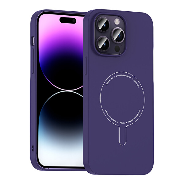 Başkenttekno iPhone 14 Pro Max Kılıf M-Safe Şarj Özellikli Kamera Korumalı Premium Elio Sert PC Kapak