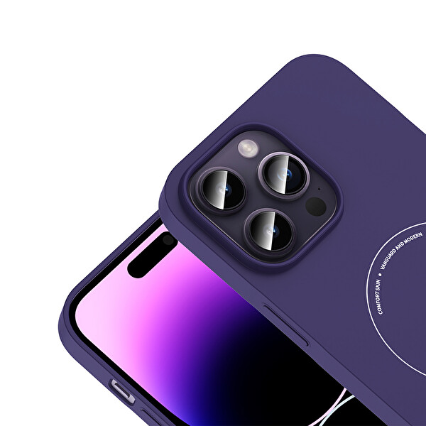 Başkenttekno iPhone 14 Pro Max Kılıf M-Safe Şarj Özellikli Kamera Korumalı Premium Elio Sert PC Kapak