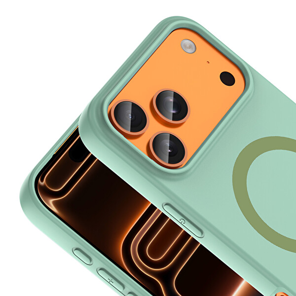 Başkenttekno iPhone 17 Pro Max Kılıf M-Ssafe Şarj Özellikli Kamera Korumali Premium Soft Aris Silikon Kapak Turkuaz