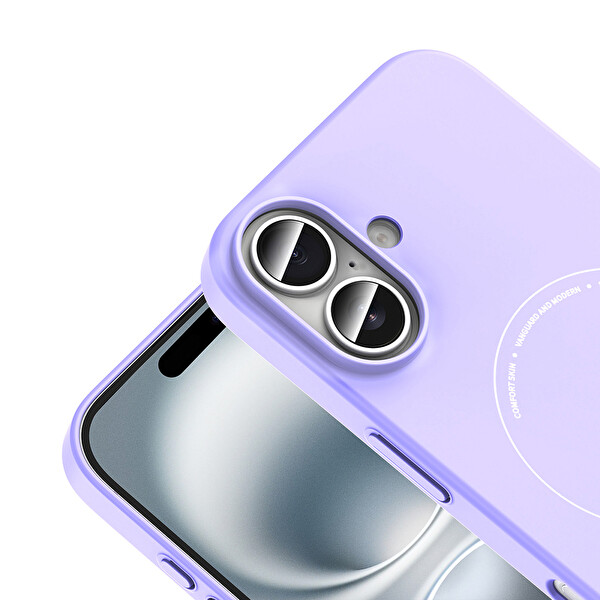 Başkenttekno iPhone 16 Kılıf M-Safe Şarj Özellikli Kamera Korumalı Premium Elio Sert PC Kapak Lila