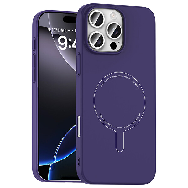 Başkenttekno iPhone 16 Pro Kılıf M-Safe Şarj Özellikli Kamera Korumalı Premium Elio Sert PC Kapak