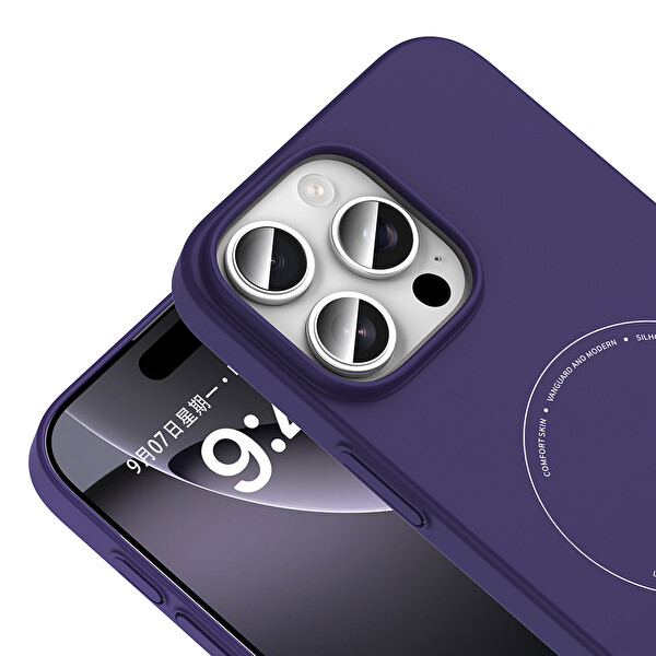 Başkenttekno iPhone 16 Pro Kılıf M-Safe Şarj Özellikli Kamera Korumalı Premium Elio Sert PC Kapak