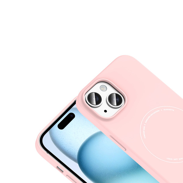 Başkenttekno iPhone 15 Kılıf M-Safe Şarj Özellikli Kamera Korumalı Premium Elio Sert PC Kapak Açık Pembe