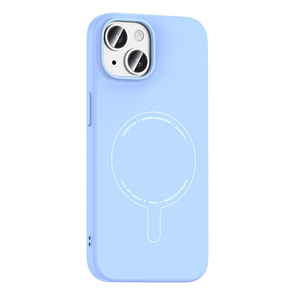 Başkenttekno iPhone 15 Kılıf M-Safe Şarj Özellikli Kamera Korumalı Premium Elio Sert PC Kapak Açık Mavi