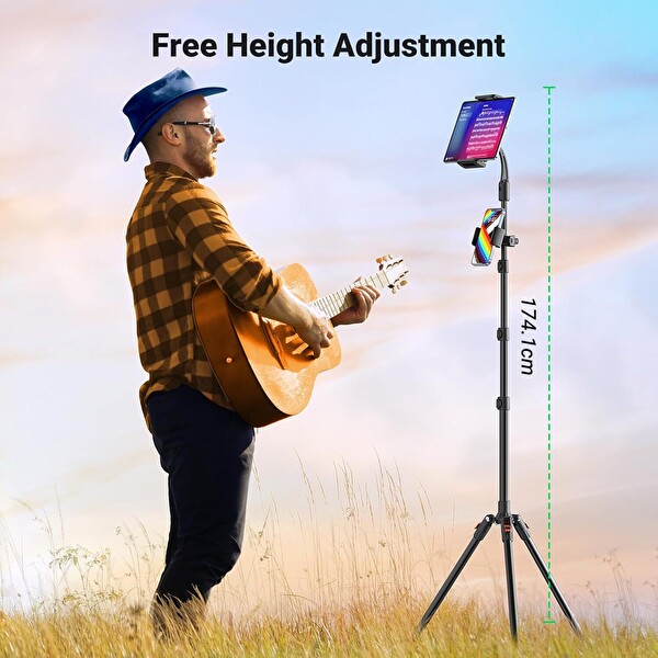 Ugreen 15645 LP585 Profesyonel Yer Tipi Mikrofon ve Telefon Tablet Ayarlanabilir Tripod Stant