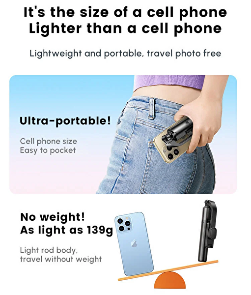 Ugreen 45300 LP848 Tripod Bluetooth 0.9 M Selfie Çubuğu
