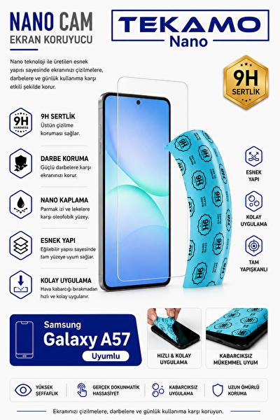 Tekamo Samsung Galaxy A57 Uyumlu Nano Cam Ekran Koruyucu
