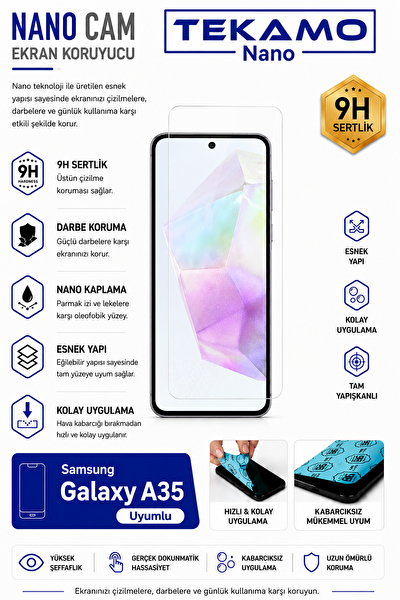Tekamo Samsung Galaxy A35 Uyumlu Nano Cam Ekran Koruyucu