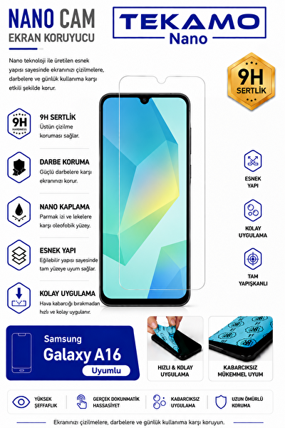 Tekamo Samsung Galaxy A16 Uyumlu Nano Cam Ekran Koruyucu