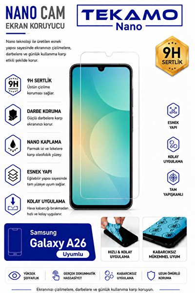 Tekamo Samsung Galaxy A26 Uyumlu Nano Cam Ekran Koruyucu