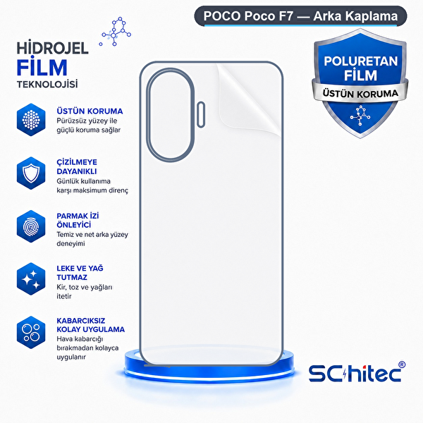 ScHitec Poco F7 Uyumlu Arka Yüzey Hidrojel Koruyucu Film