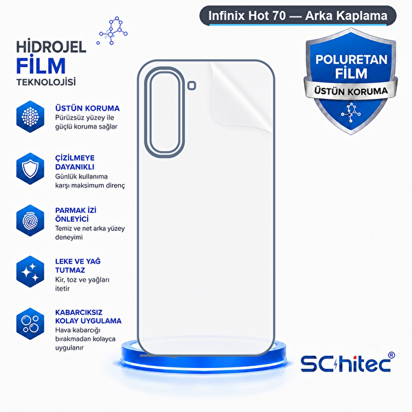 ScHitec Infinix Hot 70 Uyumlu Arka Yüzey Hidrojel Koruyucu Film