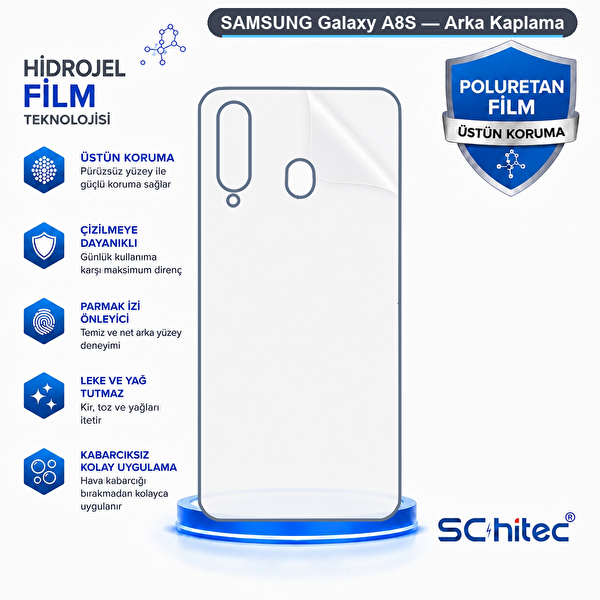 ScHitec Samsung Galaxy A8S Uyumlu Arka Yüzey Hidrojel Koruyucu Film