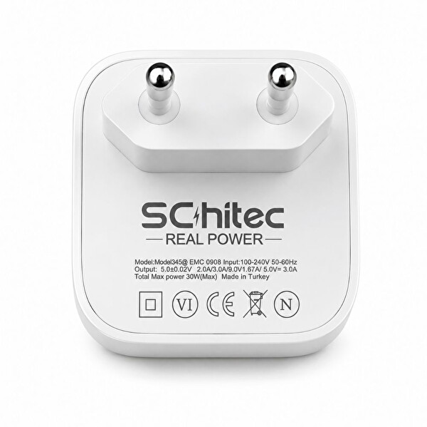 ScHitec 30W-40W iOS -Android-HarmonyOs Uyumlu Type-C Çıkışlı Hızlı Şarj Adapörü Başlığı