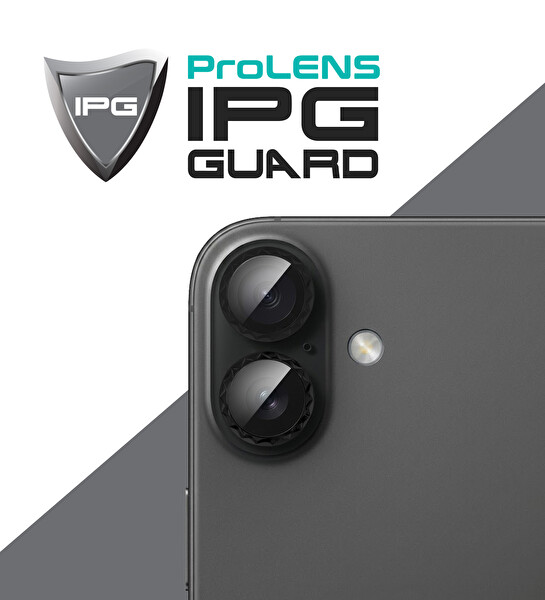iPhone 16   16 Plus için IPG Pro Lens Kamera Lens Koruyucu Elmas Kesim Çerçeveli Kırılmaz Cam Siyah 2
