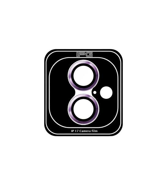 IPG iPhone 17 için Pro Lens Kamera Lens Koruyucu Alüminyum CD Çerçeveli Kırılmaz Cam Mor 3