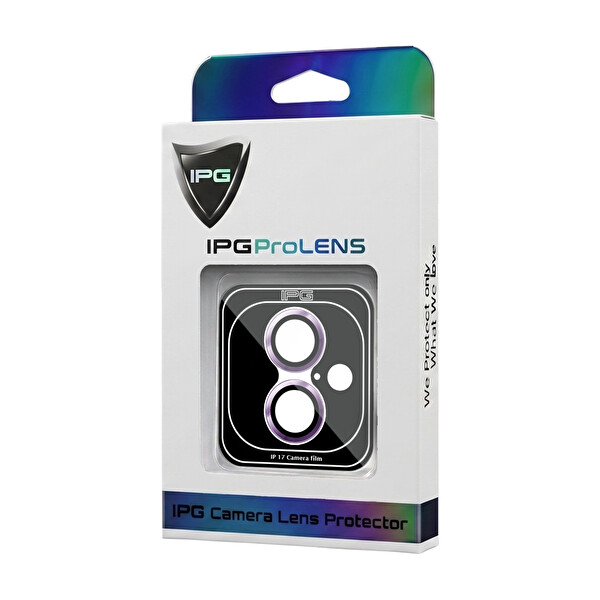 IPG iPhone 17 için Pro Lens Kamera Lens Koruyucu Alüminyum CD Çerçeveli Kırılmaz Cam Mor 4