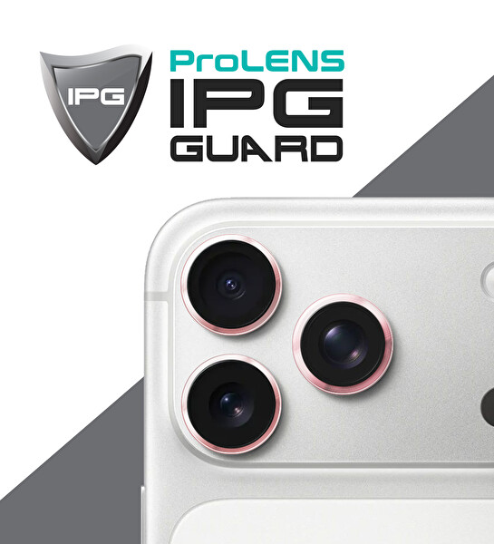 IPG iPhone 17 Pro   iPhone 17 Pro Max için Pro Lens Kamera Lens Koruyucu Alüminyum CD Çerçeveli Kırılmaz Cam Pembe 2
