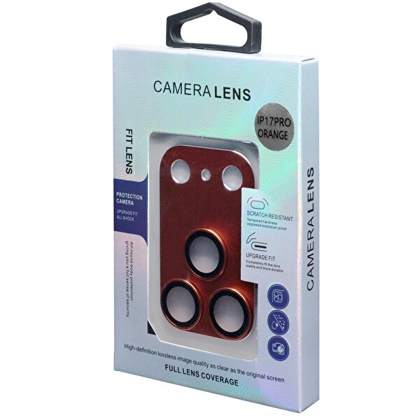 IPG ProLENS iPhone 17 Pro Max için Tam Kamera Lens Koruma Çerçeveli Tek Gövde Kamera Lens Koruması Turuncu 3