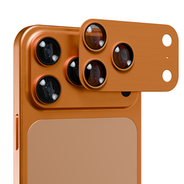 IPG ProLENS iPhone 17 Pro için Tam Kamera Lens Koruma Çerçeveli Tek Gövde Kamera Lens Koruması Turuncu