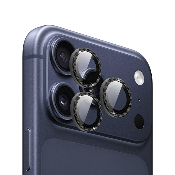 IPG iPhone 17 Pro ve 17 Pro Max uyumlu Kamera Lens Koruyucu Siyah 2