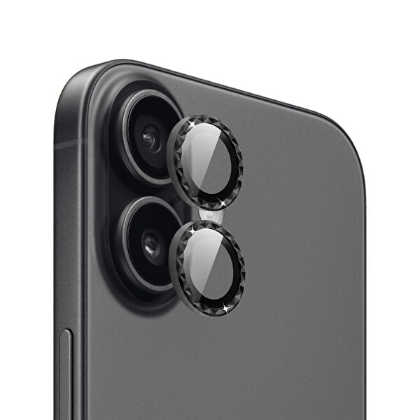 IPG ProLENS iPhone 17 için Kamera Lens Koruyucu Elmas Kesim Çerçeveli Kırılmaz Cam Siyah