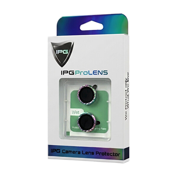 IPG ProLENS iPhone 14 - 14 Plus Uyumlu Kamera Lens Koruyucu Elmas Kesim Çerçeveli Kırılmaz Cam Renkli