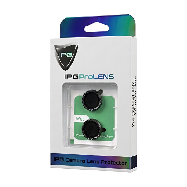 IPG ProLENS iPhone 14 ve 14 Plus Uyumlu Elmas Kesim Çerçeveli Kamera Lens Koruyucu Kırılmaz Cam Siyah