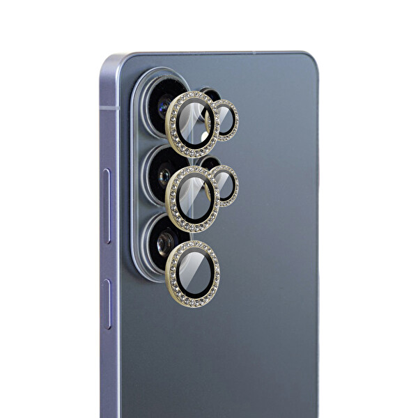 IPG Samsung Galaxy S26 Ultra Uyumlu ProLENS Kamera Lens Koruyucu Elmas Taş Çerçeveli Kırılmaz Cam - Altın