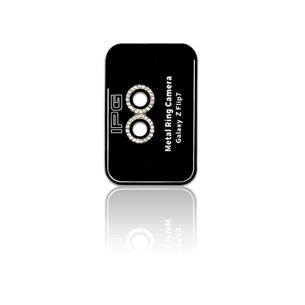 IPG Samsung Galaxy Z Flip 7 Uyumlu ProLENS Kamera Lens Koruyucu Elmas Taş Çerçeveli Kırılmaz Cam - Altın