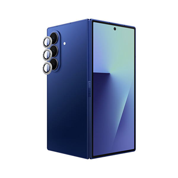 IPG Samsung Galaxy Z Fold 7 Uyumlu ProLENS Kamera Lens Koruyucu Elmas Taş Çerçeveli Kırılmaz Cam - Gümüş