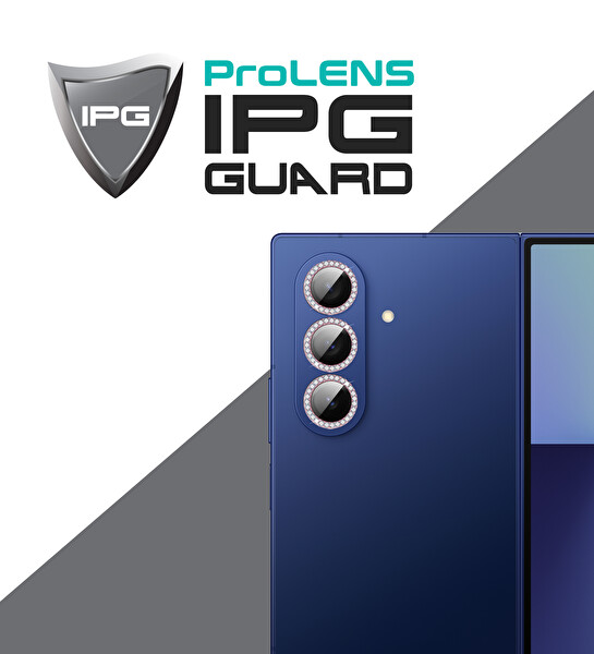 IPG Samsung Galaxy Z Fold 7 Uyumlu ProLENS Kamera Lens Koruyucu Elmas Taş Çerçeveli Kırılmaz Cam - Pembe